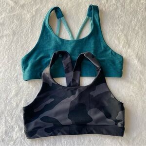 Old Navy Sports Bras PowerSoft Go dry‎ Teal and Black Camouflage 10/12 bundle